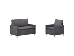 Juego De Sofá 2 Pcs Gris Oscuro Poliéster