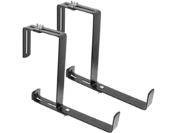 Dos Soportes Ajustables De Hierro Negro Para Barandillas De Balcón. Soportess Para Colgar Macetas Y Campanillas De