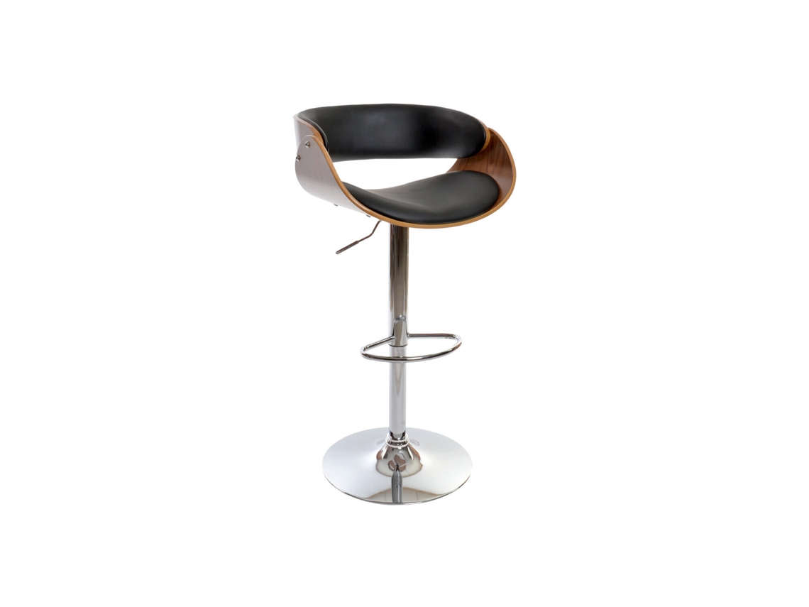 Taburete Pu Nogal Ajustable Cromado 54x53x101,5cm