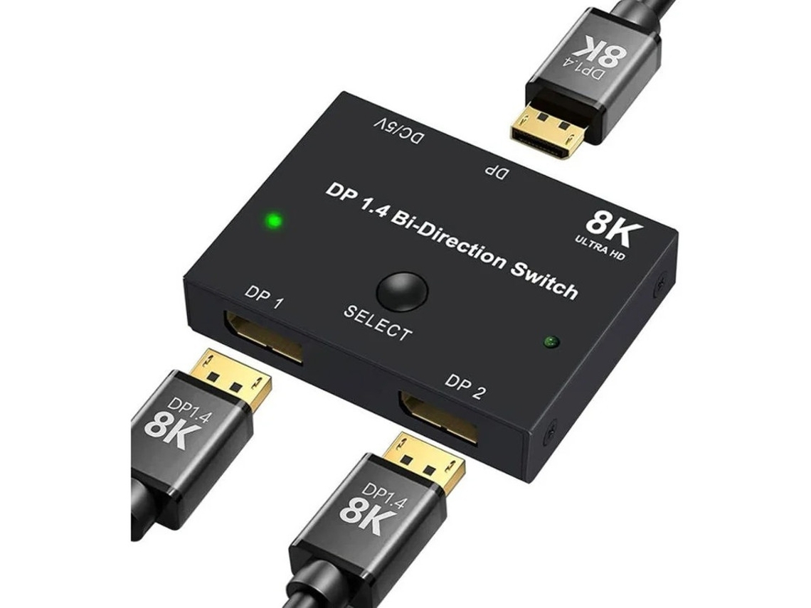 Conmutador Displayport divisor bidireccional Yizhood negro