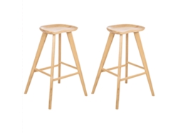 Juego de 2 sillas de bar Beliani Cando en madera de caucho marrón 52x45x74