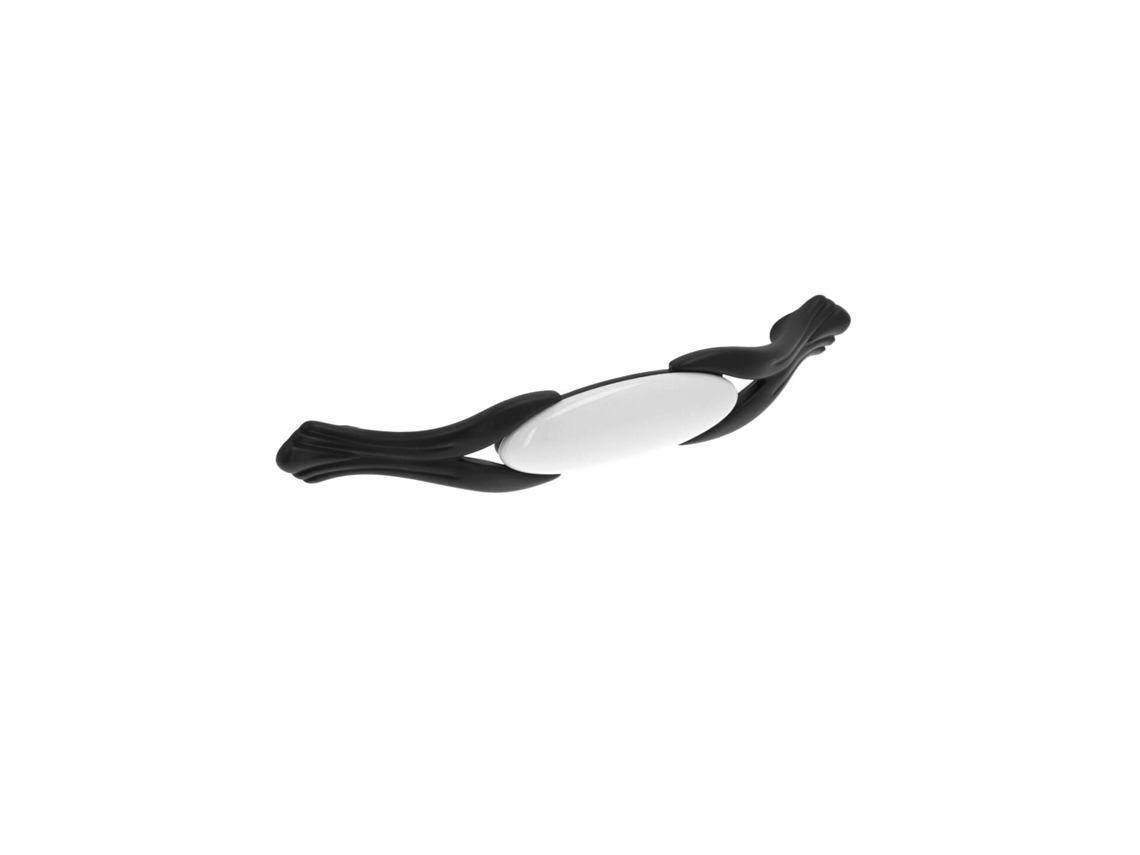 Tirador Para Mueble De Zamac Y Porcelana Distancia Entre Centros 128mm Barniz Negro Mate Lote De 25