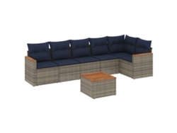 Maison Exclusive - Conjunto De Sofá De Jardín De 7 Piezas Con Cojines, Poliratán Gris