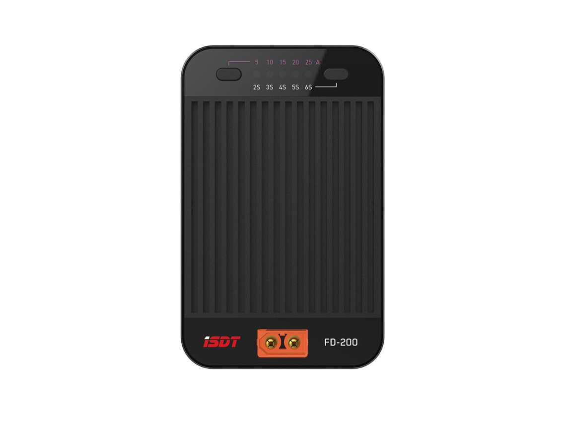 Descargador inalámbrico Isdt Fd 200 de 200 W y 25 A con control por aplicación para baterías Lipo de 2 y 8 s
