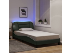 Estructura Cama Con Led Sin Colchón Tela Gris Oscuro 90x200 Cm
