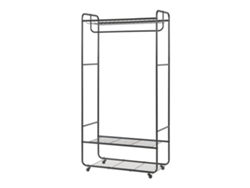 Perchero burro Vestvågøy con 3 estantes acero 176x90x40cm - Negro [EN.CASA]
