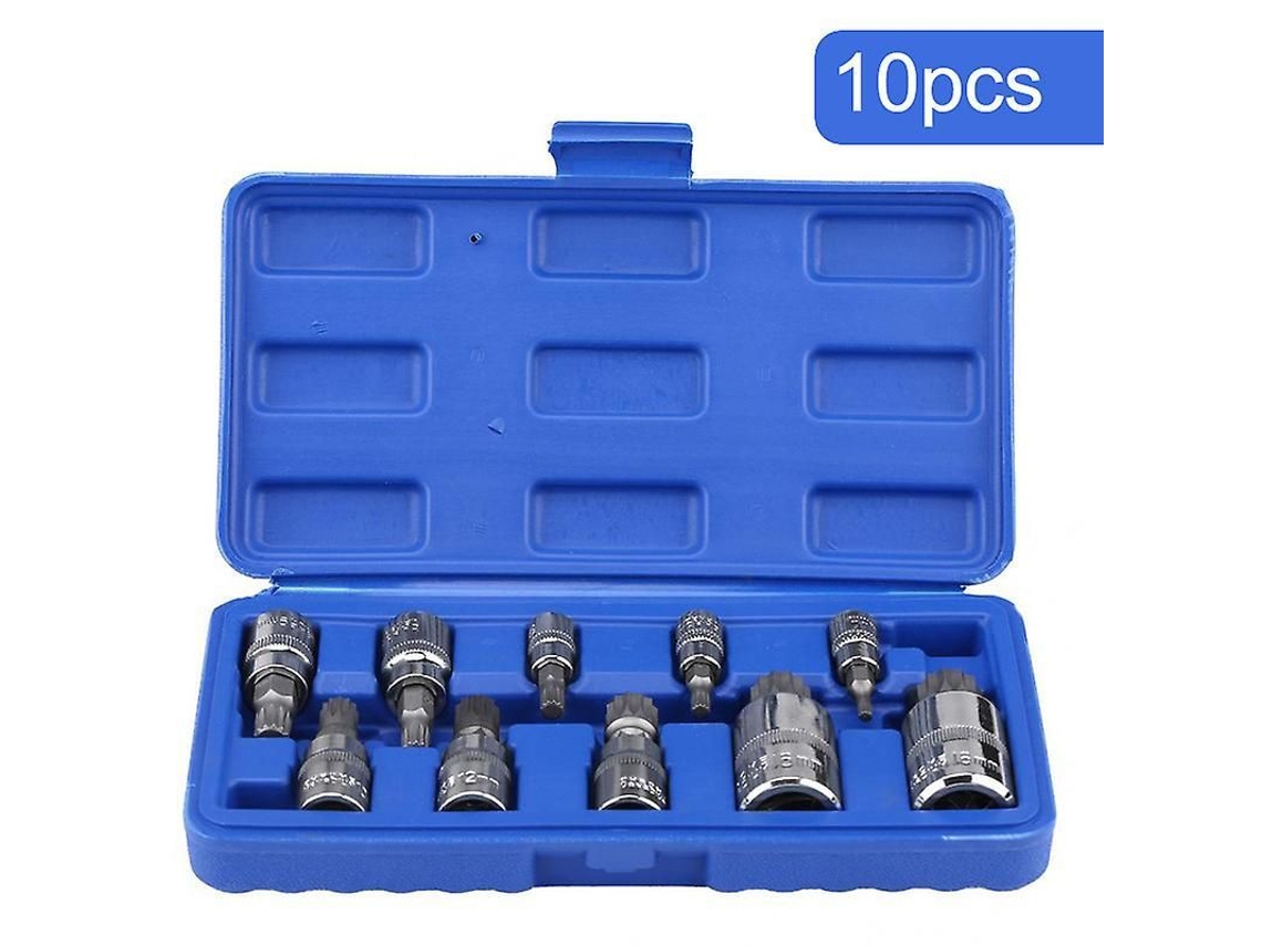 Set De Brocas De Clave Spline 12 Puntos, 10 Piezas, Acero Vanadio-cromo, Herramienta Para Reparación Y Mantenimiento