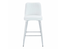 Juego De 2 Taburetes De Bar, 100 Cm - Cuero Pu Blanco, Estructura Metálica Plateada, Reposapiés Cómodo - Blanco Y Plata