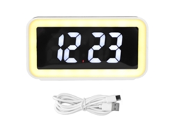 Despertador Con Carga Inalámbrica Y Carga Usb Inversa Led Pantalla Grande Rectangular Digital Blanco Para Dormitorio