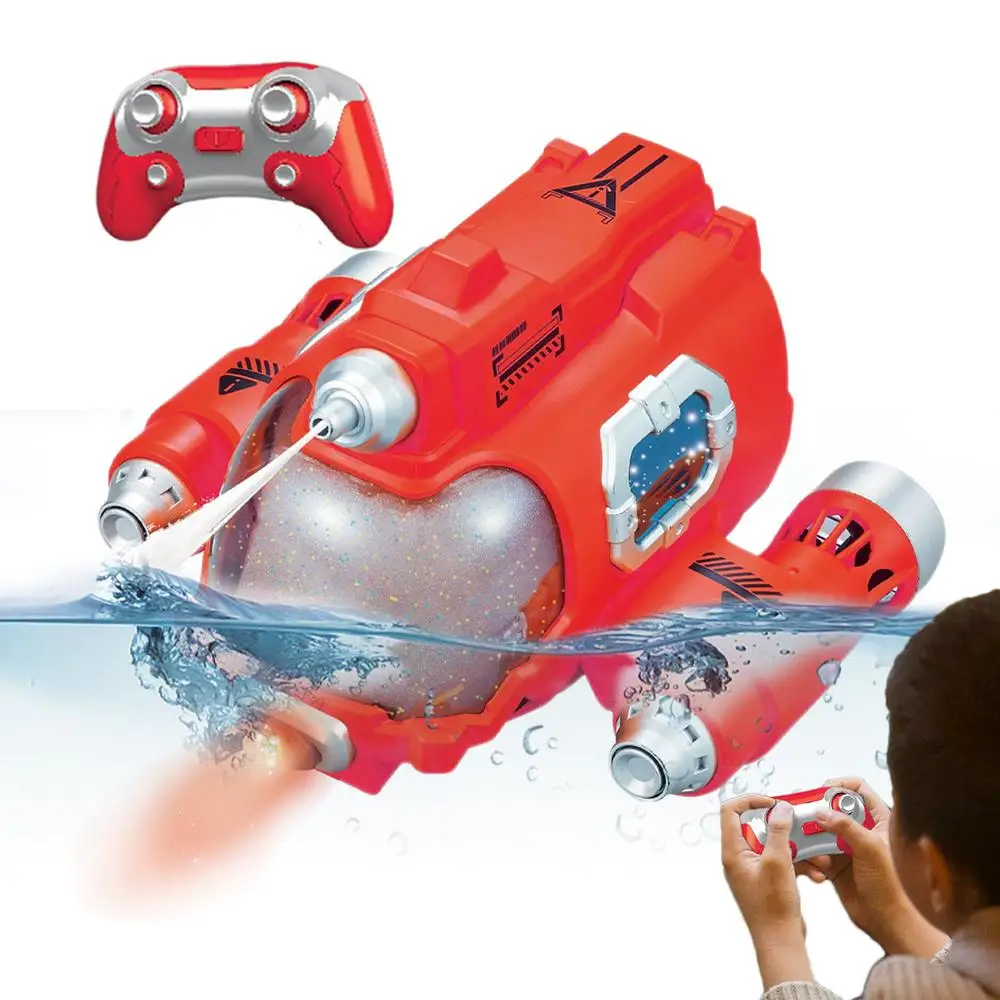 Lancha Motora A Reacción (roja), Con Control Remoto, Luces, Alta Velocidad, Resistente Al Agua, Rotación De 360 Grados.