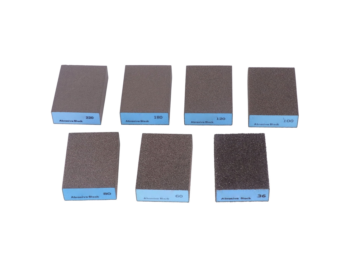 Kit De 7 Esponjas De Lijado De Grano 36-220 Para Lijado Y Pulido En Seco/húmedo, Bloque De Lijado