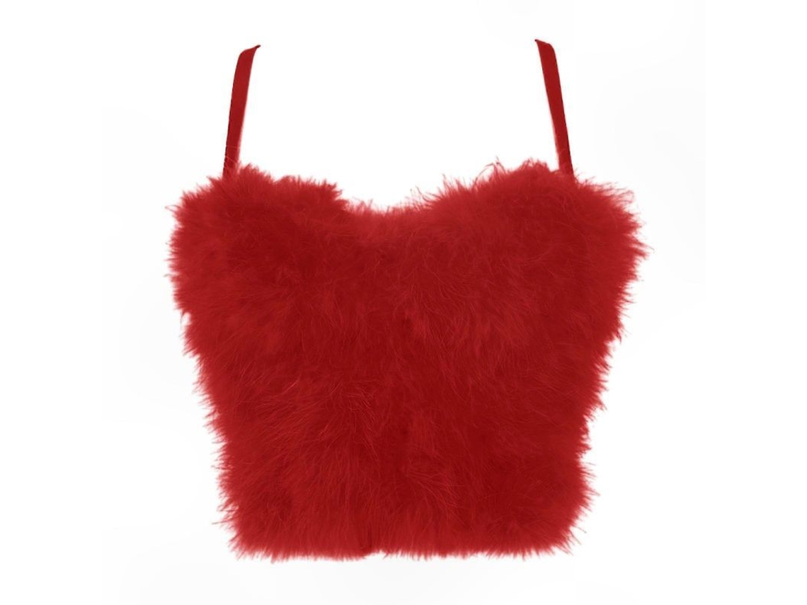 Top Crop Sin Mangas Con Cinturillas Para Mujer Moda Streetwear Bustier Versátil Rojo M