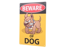 Señal De Advertencia De Hierro Con Forma De Perro, Letras Y Diseño Claros Para Jardín. Señal De Advertencia Y