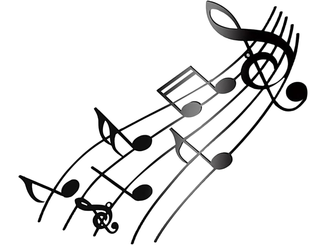 Decoración musical de pared de metal con forma de notas musicales negras, tamaño 40 x 19 cm, arte musical para salón Gokoco