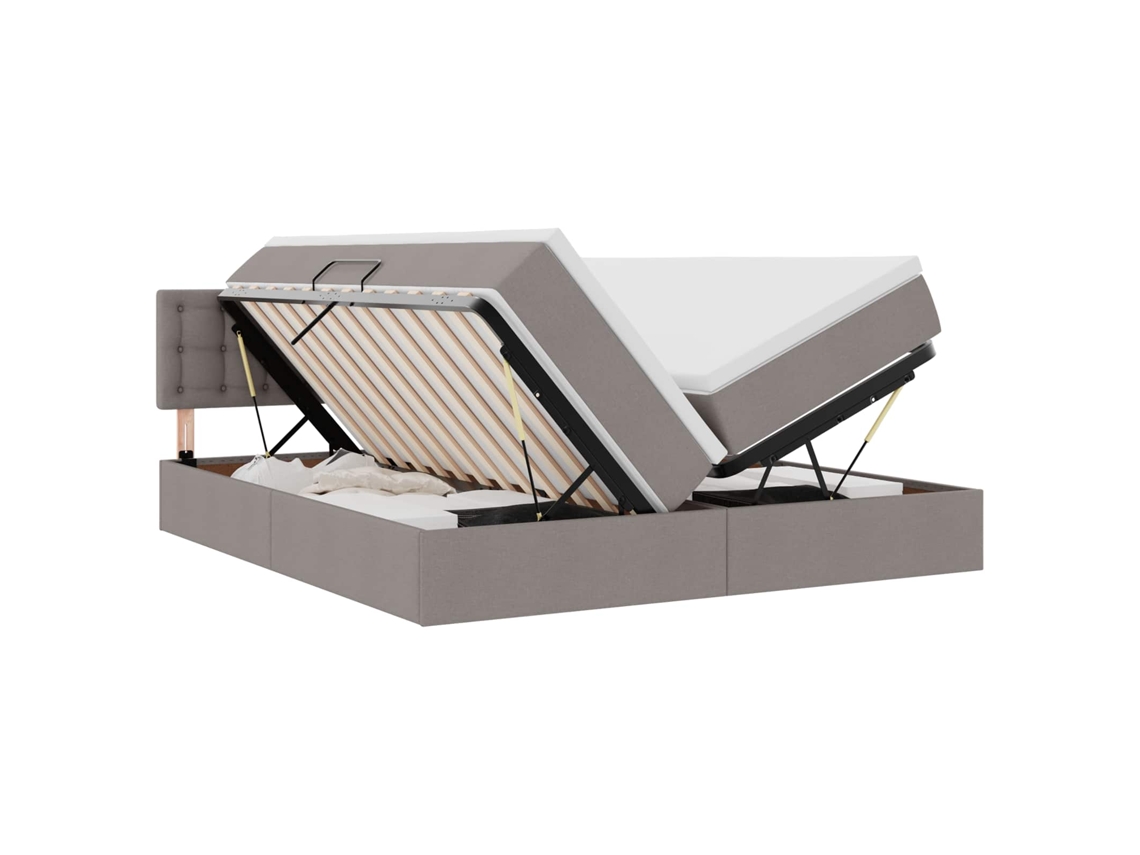 Maison Exclusive - Cama De Almacenamiento Led Con Colchón Topo 180 X 200 Cm Tela