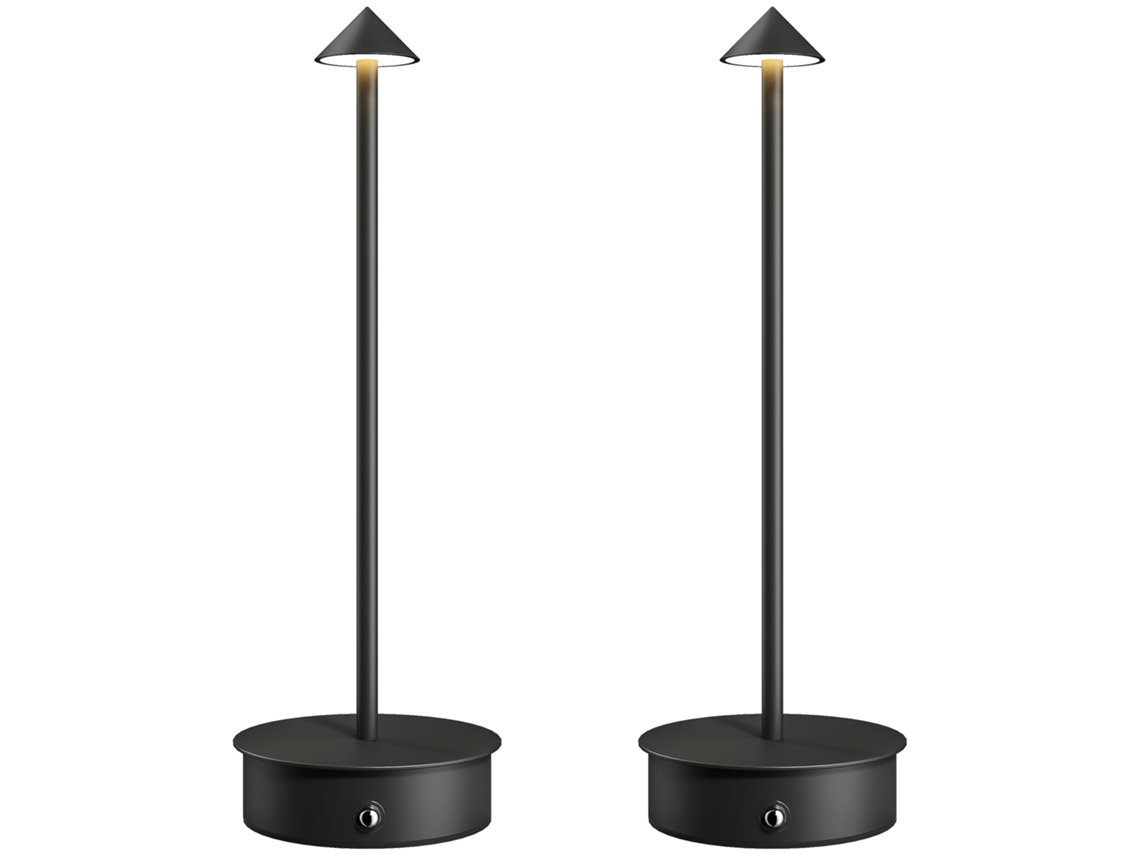 Juego de 2 lámparas de mesa LED táctiles recargables por USB, negras, Ø10x30 cm