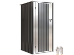 Casita de juegos de jardín de 0,69 m² con techo inclinado y cerradura en la puerta, color gris antracita, 83 x 89 x 163 cm.