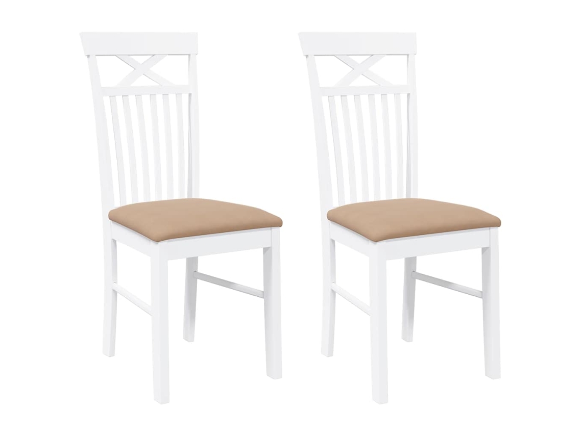 Juego de 2 sillas de comedor Vidaxl de caucho blanco