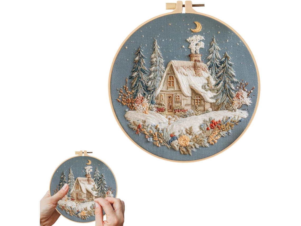 Kit de bordado navideño, Kit de bordado navideño con patrón, Materiales de bordado, Materiales para principiantes, Decoración Slowmoose