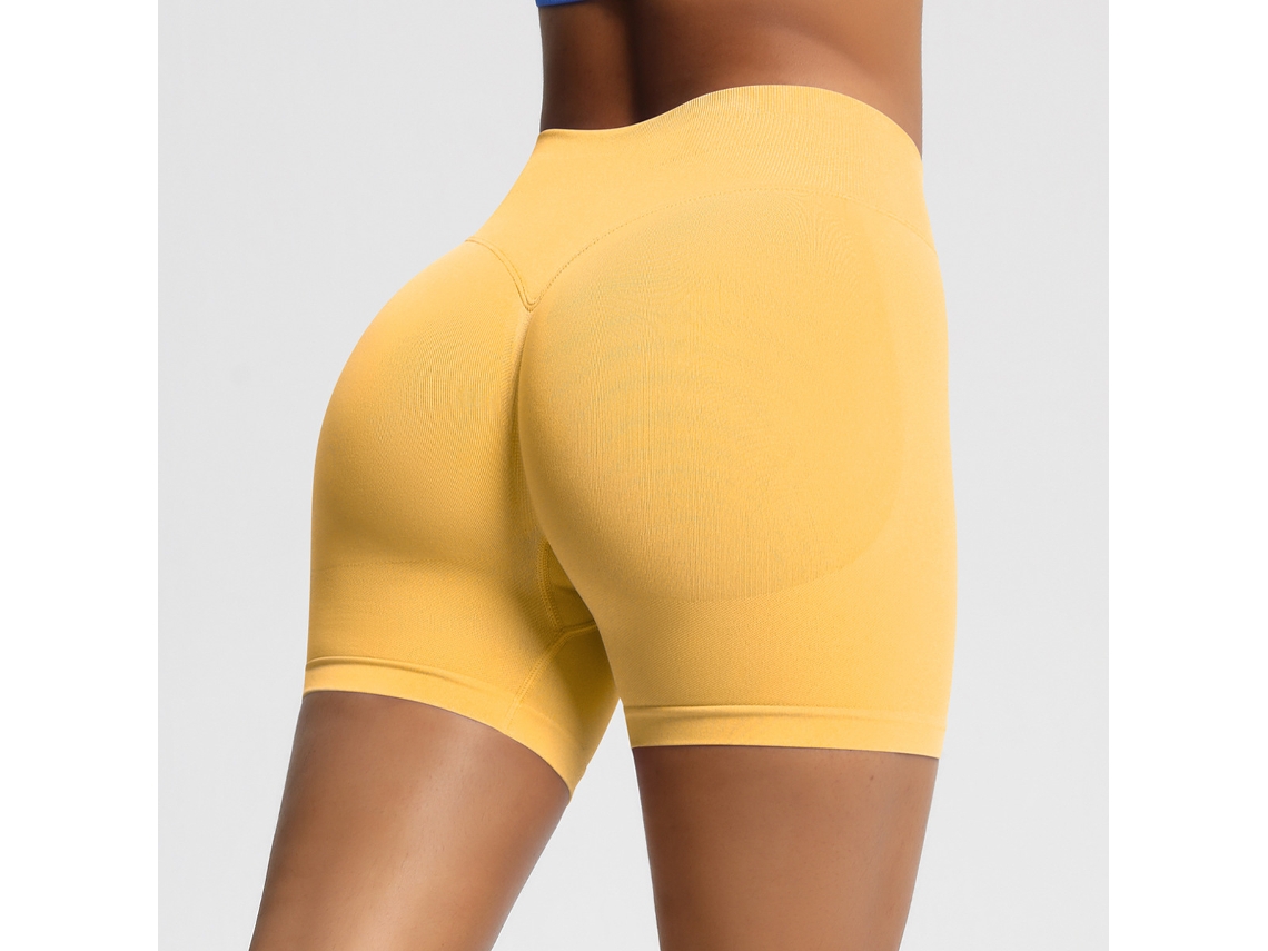Shorts De Yoga Feminino, Secagem Rápida Cintura Alta, Para Yoga E Exercícios Físicostamanho M(amarelo) Czhhmart