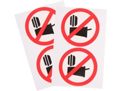 4 Pegatinas/letreros De 10x10 Cm Con La Leyenda "prohibido Comer O Beber".
