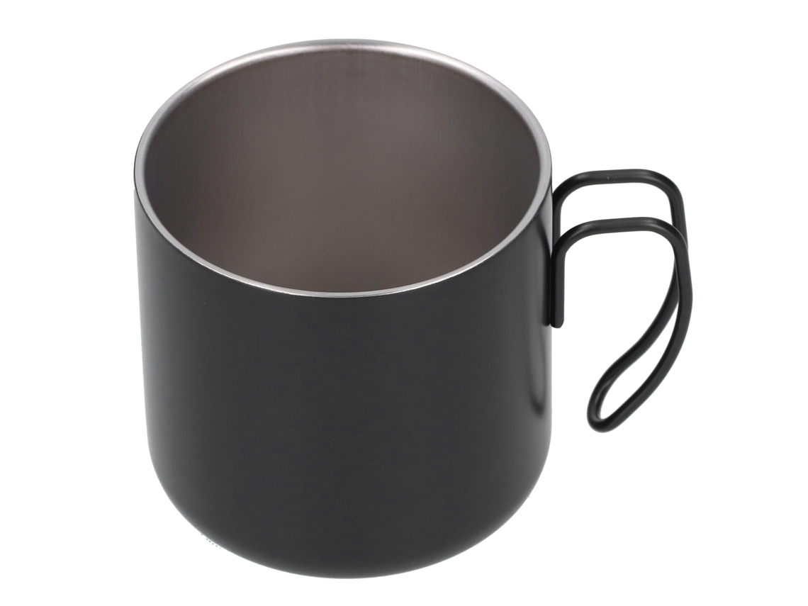 Taza de café de acero inoxidable de 400 ml para bar, hogar y oficina, sin tapa (negra) KOFIHETY