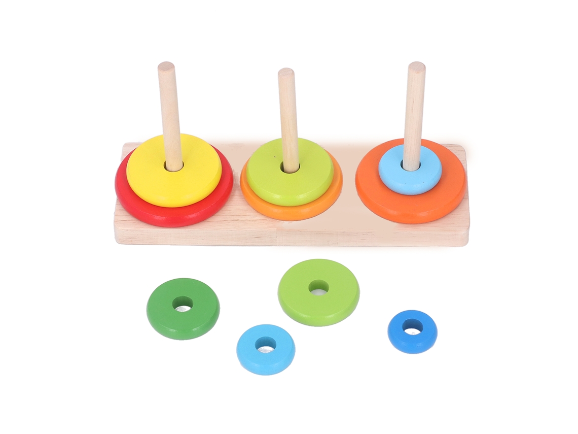 Dan26-juguete Educativo De Anillos Apilables De Madera Multicolor Para Bebés Y Niños Pequeños: Clasificación De Formas Y Apilamiento