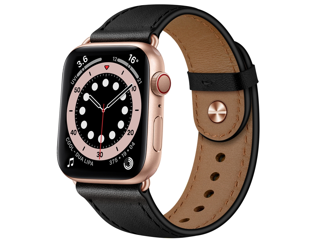 Correa de cuero genuino negra XIAOMOYU para Apple Watch (38/40/41 mm)