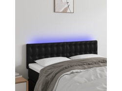 Cabecero con luces LED cuero sintético negro 144x5x78/88 cm