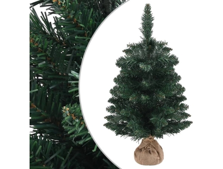 vidaXL Árbol Navidad artificial con soporte PVC verde 60 cm