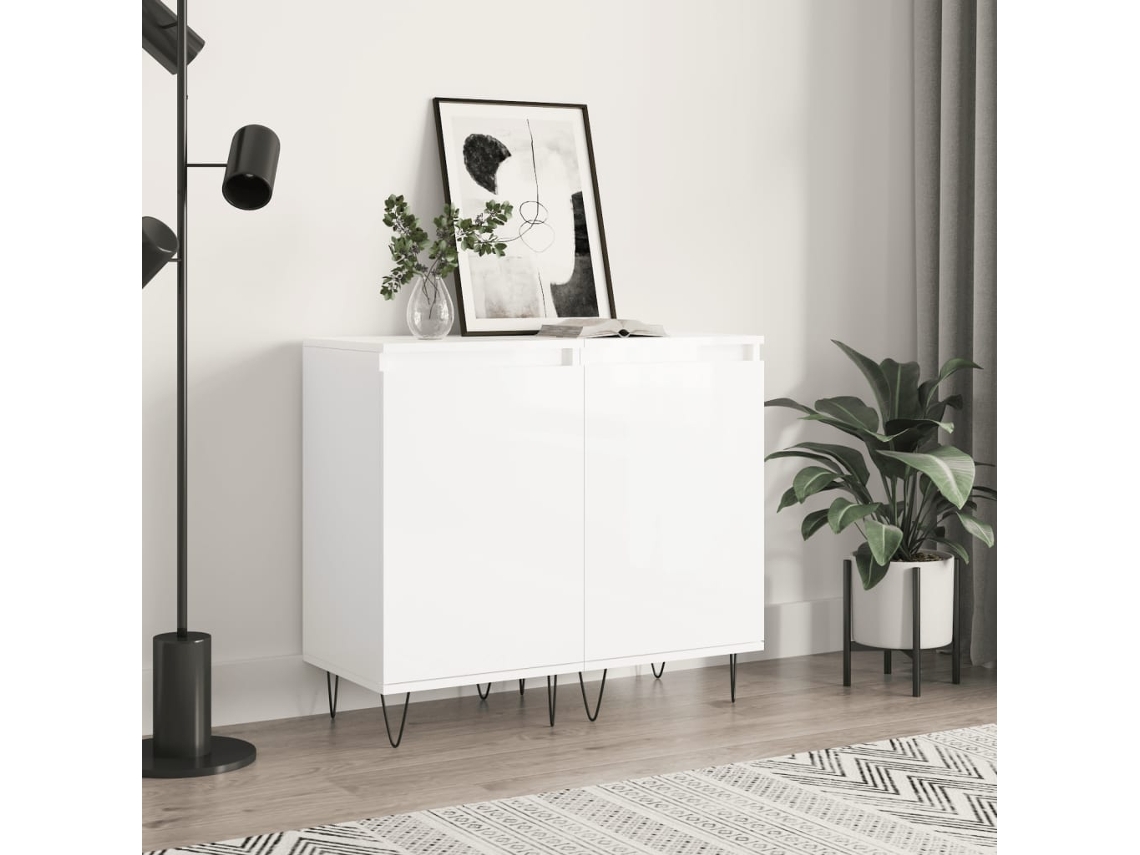 Lovely Home Aparador 2 Pzs 40X35X70 Cm Deriv. de Madera Blanco Brillante