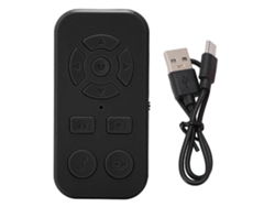 Controle Remoto Bluetooth V4.2 Para Celular Android: Disparador Câmera, Gravador Vídeo, Virador De Páginas Preto