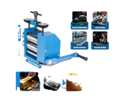 Máquina laminadora de joyería, grosor ajustable de 0,03 a 6,5 mm, mango ergonómico, diseño compacto, construcción de hierro y acero.