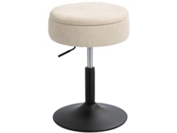 Taburete Giratorio Ajustable Con Almacenamiento, Chenilla Beige.