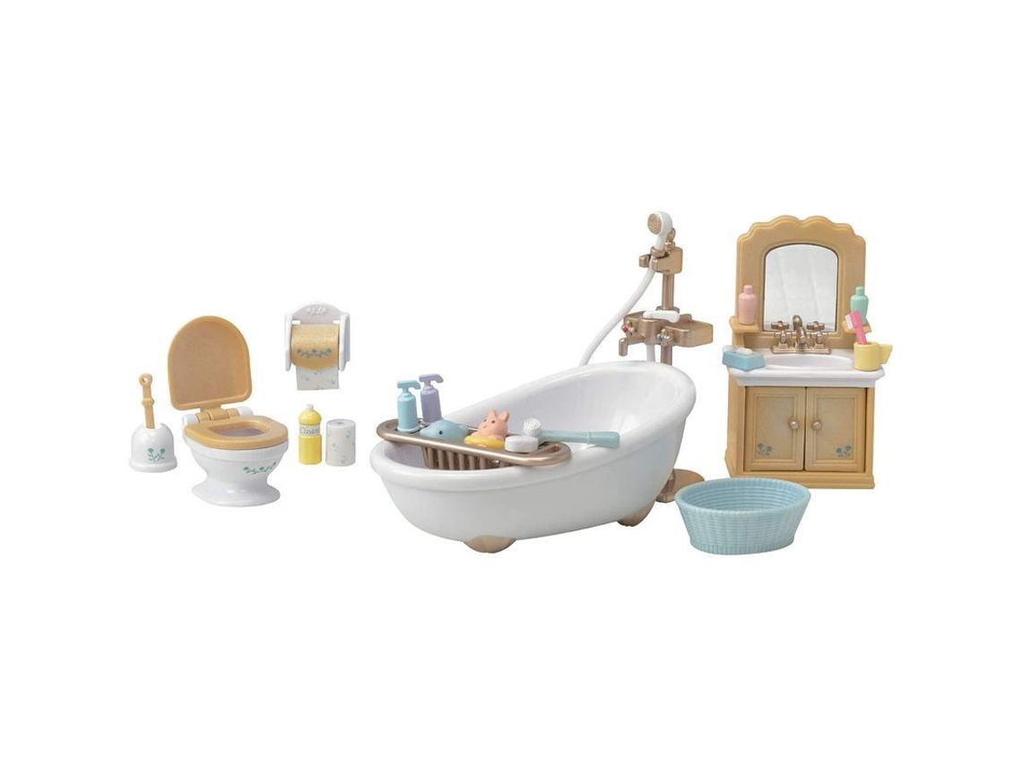 Juego De Baño Para Muñecas Estilo Campestre Con 25 Piezas Que Incluye Bañera, Lavabo Con Espejo, Ducha Y Accesorios.