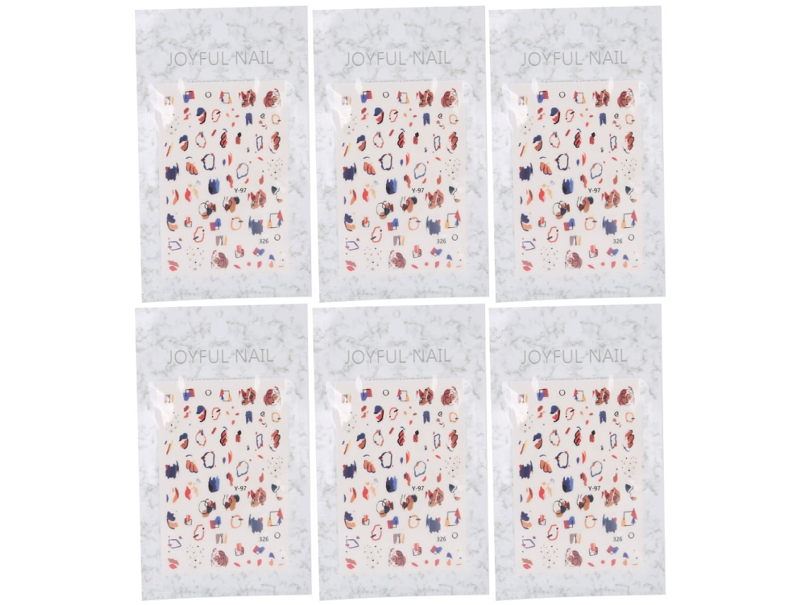 6pcs Adesivo De Arte De Unha Com Padrões Exquisitos Ferramenta Diy De Unha Moda Decalque Para Manicure