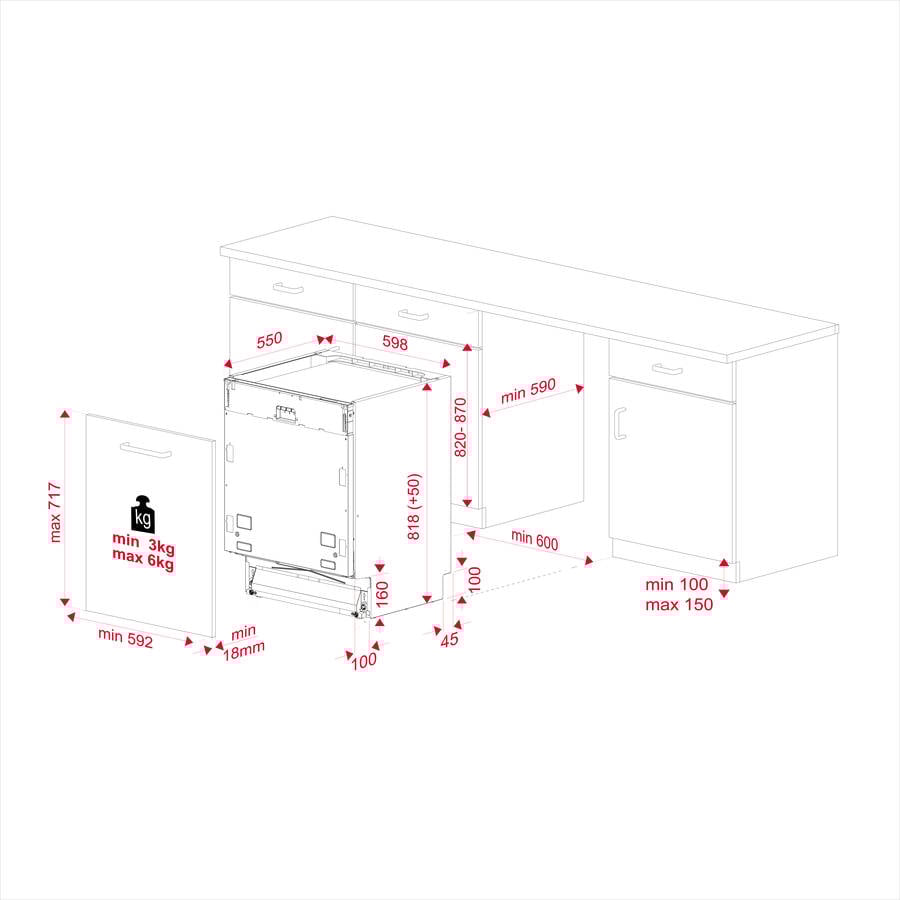 Lavavajillas Integrable TEKA DFI 44700 WH (14 Cubiertos - 59.8 cm - Panel Negro)