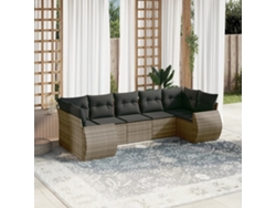 Conjunto de sofás de jardín de 7 piezas DKD Home Decor con cojines de mimbre gris