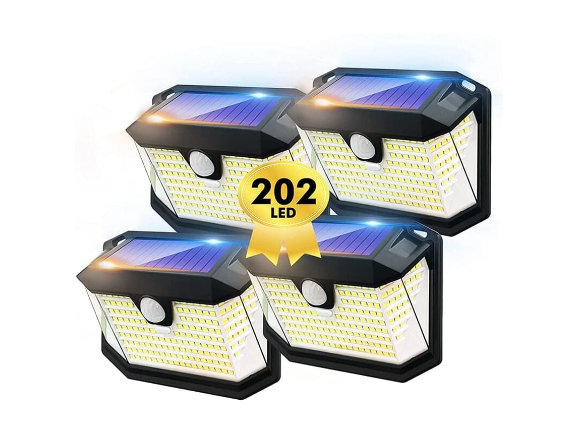 Iluminación panorámica para jardín con LED solares: 4 juegos de lámparas solares exteriores impermeables con sensor de movimiento*.