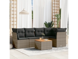 Conjunto de 6 sofás de jardín con cojines en mimbre gris DKD Home Decor