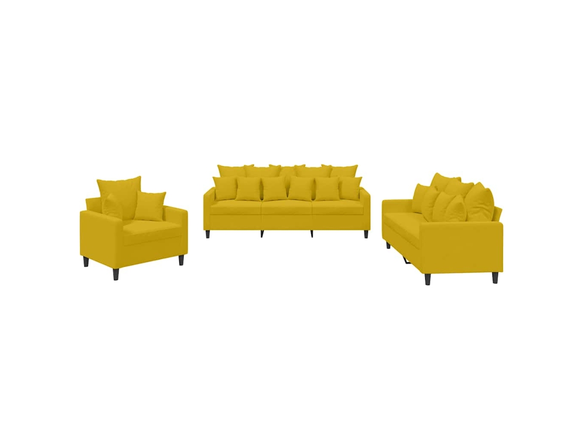 Maison Exclusive - Juego de sofá de 3 piezas con cojines, terciopelo amarillo