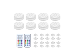 Bj-8 Peças De Luz Led Submarina Ip68 16 Cores Rgb Com Controle Remoto Para Piscina, Lago E Fonte Decorativa