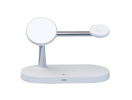 Cargador Inalámbrico Multifuncional Carga Rápida Luz Nocturna Magnético Tipo-C 5 en 1 Soporte de Carga Eficiente para Teléfono Inteligente-Blanco