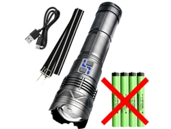 Linterna táctica LED GT60 de 20000 lm, superbrillante, 100 W, largo alcance, recargable, funciona con 4 baterías 181350A. Aeuzwr