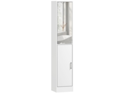 Mueble de baño con columna y espejo, 6 niveles, 2 puertas y estantes ajustables, 32x28x162cm, blanco VISTA