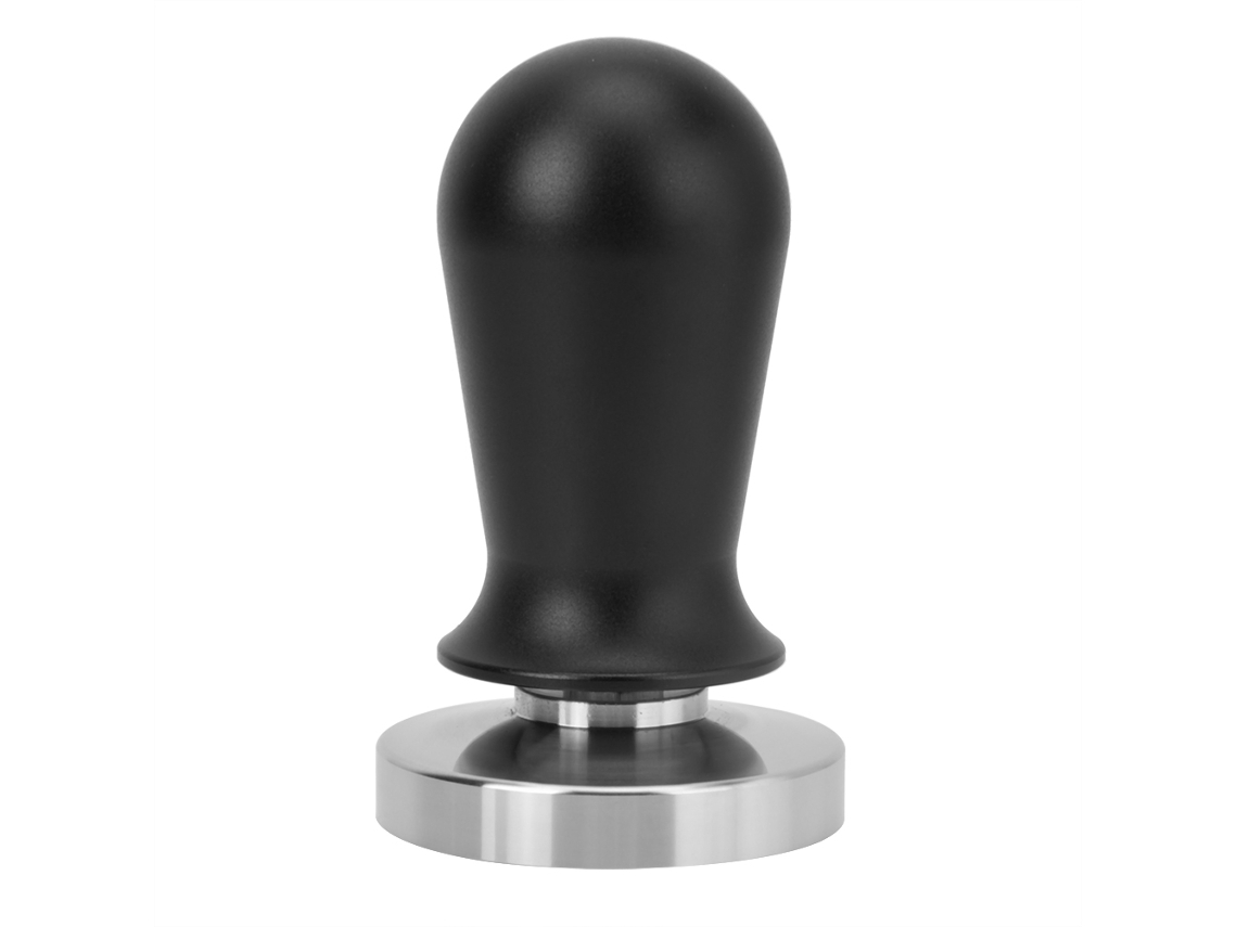 Prensador de café de base plana de acero inoxidable negro de 58 mm