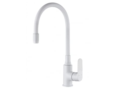 Grifo de Cocina INVENA Mezclador de con Memoria de Forma de Cánula Elástica Blanca de Acero Inoxidable