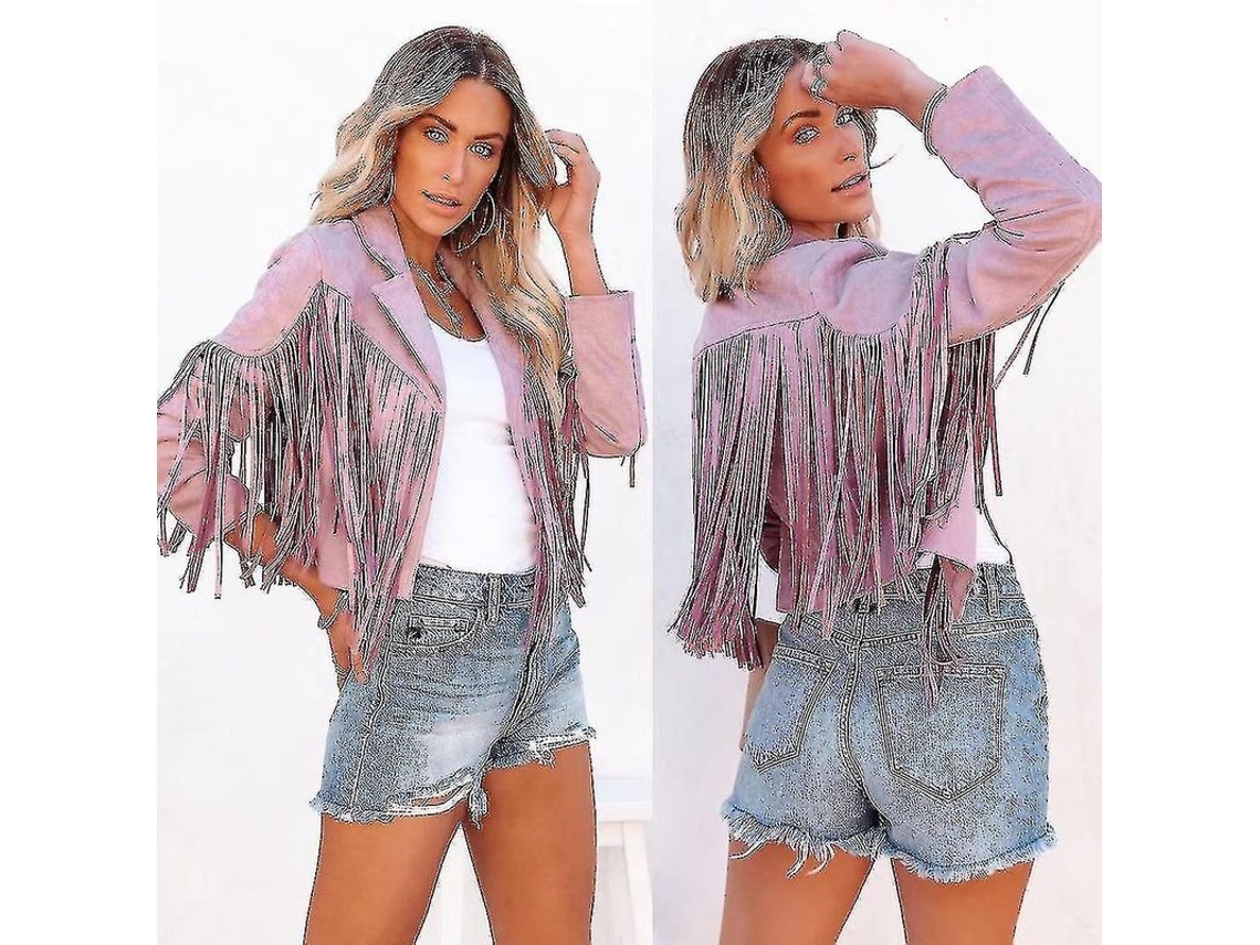 Nueva Chaqueta De Manga Larga Estampada De Corte Ajustado Para Mujer Con Flecos Para Primavera/otoño/invierno.