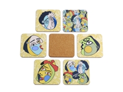 Pack de 6 Bases para Vasos JAVIER (10 x 10 cm - Madera y Corcho)