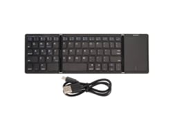 Teclado Sem Fio Plegável Com Touchpad 3 Dobras Para Tablet Pc Smartphone Bateria Integrada B089t Preto